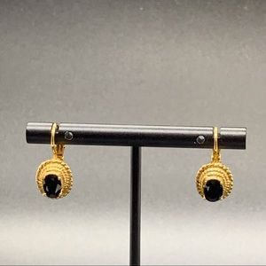 Beautiful Black Onyx Dangle Earrings set in gold